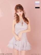 【予約商品/12月下旬発送予定】XSサイズあり【ROBE de FLEURS/ローブドフルール】フラワーレース/ ホルターネック/ ティアード/ フレア/ ミニドレス/ キャバドレス[OF08]