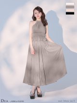 【予約商品/2月中旬発送予定】XS-Lサイズあり【DEA./ディア】ラメ/ シフォン/ プリーツ/ ホルターネック/ ツーピース/ ペプラム/ ワンピース/ ミモレ丈/ ミディアムドレス/ キャバドレス long[OF08]