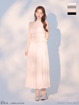 【予約商品/2月中旬発送予定】XS-Lサイズあり【DEA./ディア】ラメ/ シフォン/ プリーツ/ ホルターネック/ ツーピース/ ペプラム/ ワンピース/ ミモレ丈/ ミディアムドレス/ キャバドレス long[OF08]
