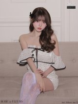 【予約商品/1月中旬発送予定】XSサイズあり【ROBE de FLEURS/ローブドフルール】ドット/ ラメ/ シフォン/ オフショル/ セットアップ/ タイト/ ミニドレス/ キャバドレス[OF08]
