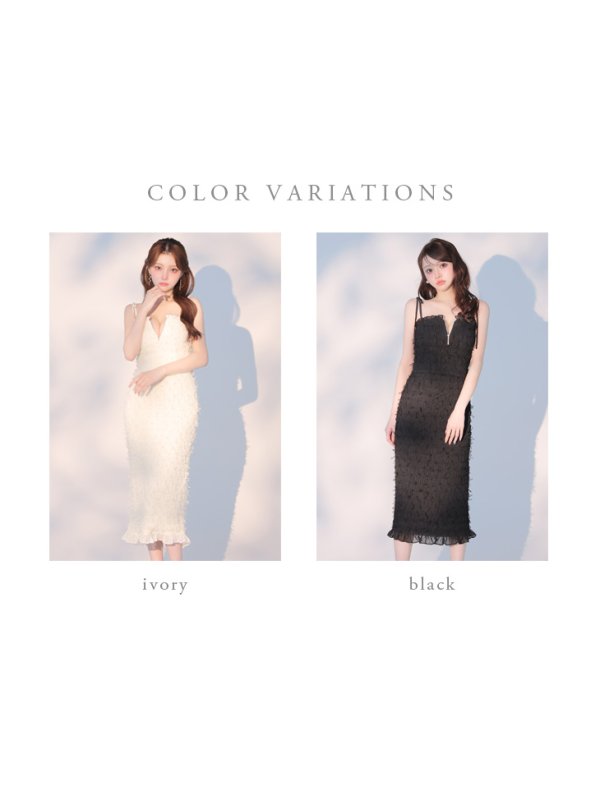 画像13: 【予約商品/1月下旬発送予定】【DEA./ディア】立体チュール/ フロントジップ/ ワンピース/ キャミソール/ ツーピース/ タイト/ ミディアムドレス/ キャバドレス[OF08]