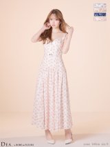 XS-Lサイズあり【DEA./ディア】フラワー/ マットサテン/ ギャザー/ フレア/ ワンピース/ ミディアムドレス/ キャバドレス[OF08]