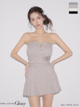 XSサイズあり【Glossy/グロッシー】スパンコール/ ベア/ セットアップ/ フレア/ ミニドレス/ キャバドレス[OF08]