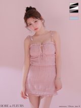 【予約商品/6月上旬発送予定】XSサイズあり【ROBE de FLEURS/ローブドフルール】 スパンコール/ ギャザー/リボン/ シフォン/ キャミソール/ セットアップ/ ミニ/ キャバドレス[OF08]