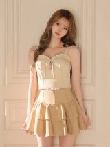 【予約商品/9月上旬発送予定】XSサイズあり【ROBE de FLEURS/ローブドフルール】リボン/ コルセット/ キャミソール/ フリル/ ティアード/ フレア/ セットアップ/ ミニドレス/ キャバドレス[OF08]