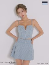 【予約商品/6月中旬発送予定】XSサイズあり【Glossy/グロッシー】格子柄/ デニム/ キャミソール/ セットアップ/ プリーツ/ フレア/ ミニドレス/ キャバドレス[OF08]