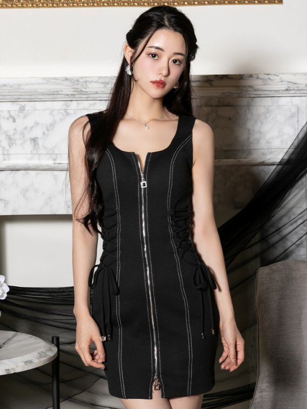 画像10: オリジナルカラー・XSサイズあり【IRMA/イルマ】フロントジップ/ スピンドル/ ノースリーブ/ ストレッチ/ タイト/ ミニドレス/ キャバドレス【HC02】