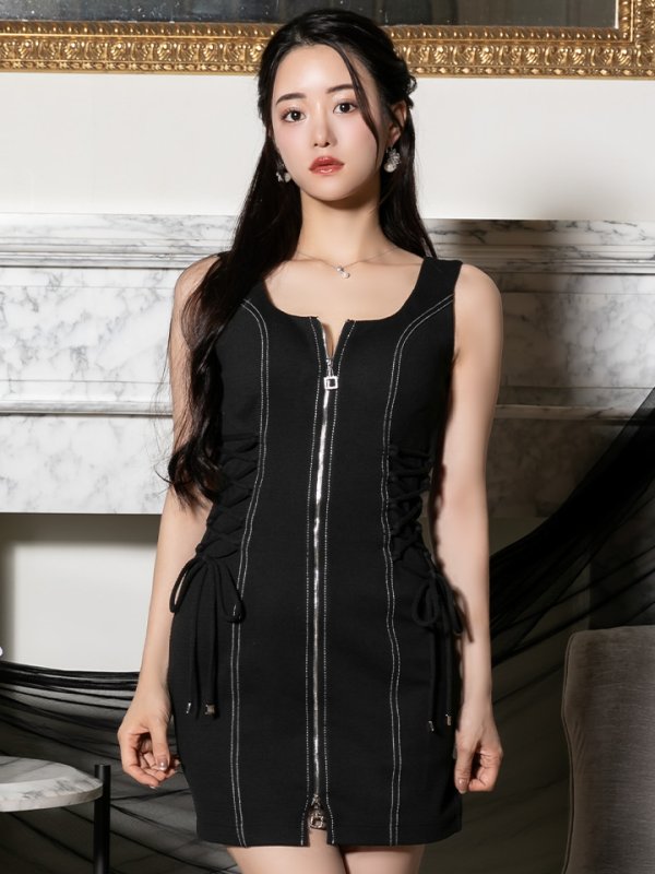 画像11: オリジナルカラー・XSサイズあり【IRMA/イルマ】フロントジップ/ スピンドル/ ノースリーブ/ ストレッチ/ タイト/ ミニドレス/ キャバドレス【HC02】