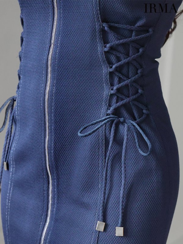 画像17: オリジナルカラー・XSサイズあり【IRMA/イルマ】フロントジップ/ スピンドル/ ノースリーブ/ ストレッチ/ タイト/ ミニドレス/ キャバドレス【HC02】