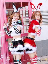 【即日発送】【クリスマスコスプレ8点セット】【Malymoon/マリームーン】バニーサンタクロースコスチューム【フリーサイズ/2カラー】[YMT]