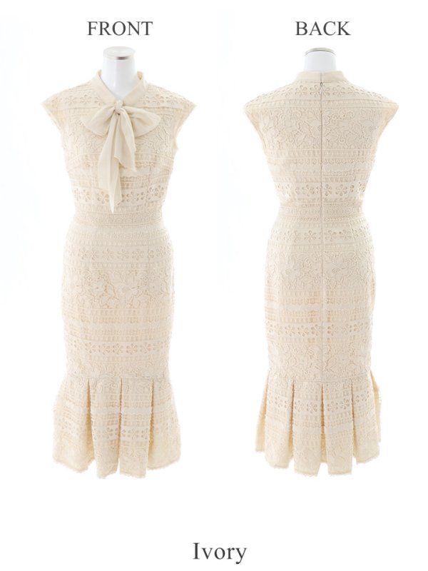 画像12: sugarオリジナルドレス★ Lサイズあり!!【sugar】マーメイド/ リボンネック/ フラワーレース/ ノースリーブ/ ワンピース/ ミモレ丈/ タイト/ ミディアムドレス/ キャバドレス[OF08]