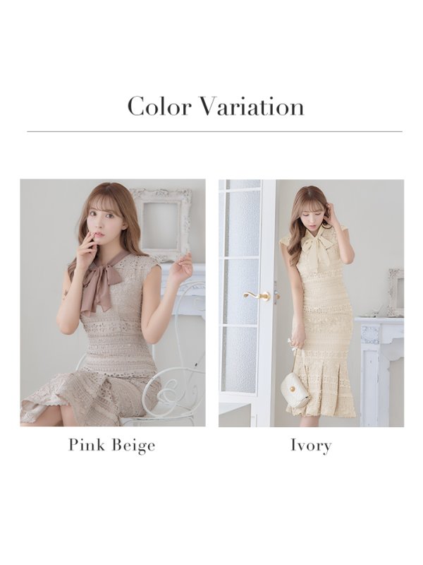 画像15: sugarオリジナルドレス★ Lサイズあり!!【sugar】マーメイド/ リボンネック/ フラワーレース/ ノースリーブ/ ワンピース/ ミモレ丈/ タイト/ ミディアムドレス/ キャバドレス[OF08]