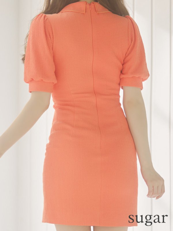 画像23: sugarオリジナルカラー・Lサイズあり【IRMA/イルマ】襟付き/ パフスリーブ/ 半袖/ 袖あり/ ワンカラー/ ボタン/ タイト/ ミニドレス/ キャバドレス【HC02】