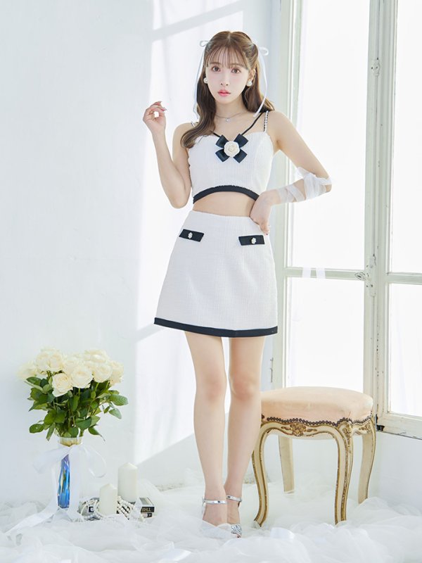 画像5: sugarオリジナルカラー・XSサイズあり【IRMA/イルマ】コサージュ付き/ パール/ キャミソール/ 台形スカート/ セットアップ/ ミニドレス/ キャバドレス【HC02】