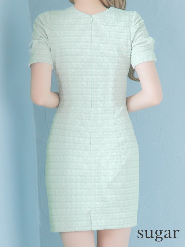 画像13: sugarオリジナルカラー・XSサイズあり【IRMA/イルマ】ツイード/ フロントジップ/ 半袖/ 袖あり/ ボタン/ タイト/ ミニドレス/ キャバドレス【HC02】