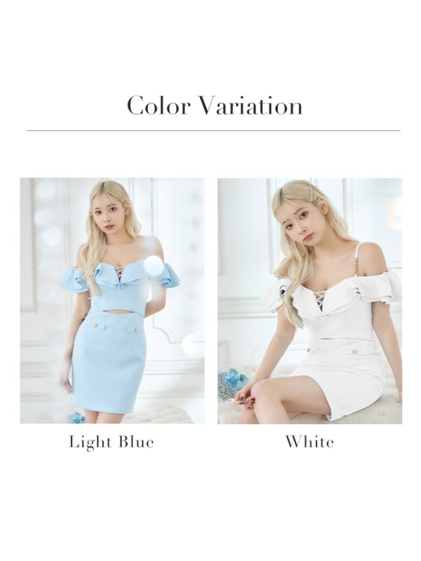 画像17: 【IRMA/イルマ】ワンカラー/ フリル/ オフショル/ キャミソール/ カットアウト/ タイト/ ミニドレス/ キャバドレス[OF2A]