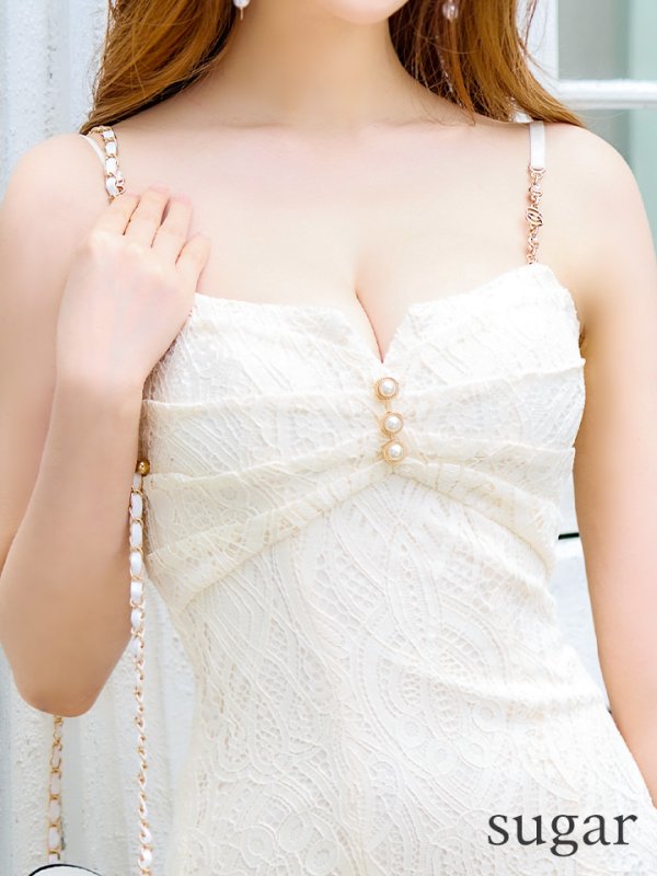 画像10: 【JEAN MACLEAN/ジャンマクレーン】総レース/ キャミソール/ マーメイド/ パールボタン/ 膝丈/ ミディアムドレス/ キャバドレス[OF2A]