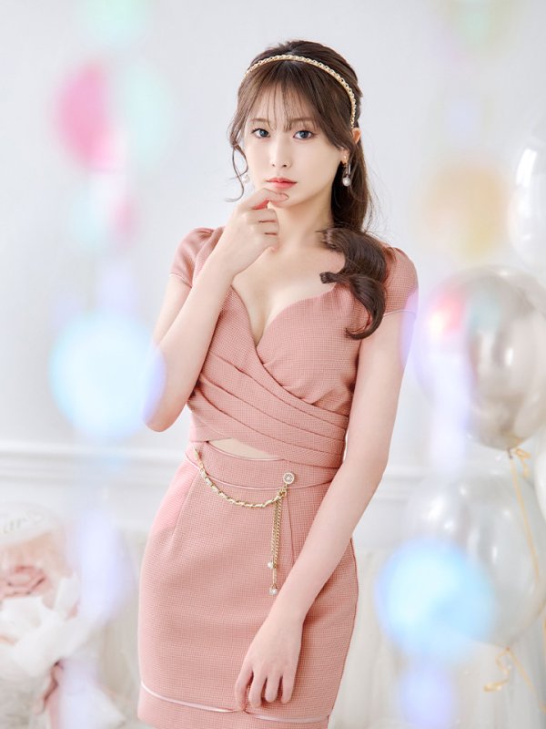 画像7: sugarオリジナルカラー・XSサイズあり【IRMA/イルマ】チェーン付き/ クロスデザイン/ 半袖/ 袖あり/ タイト/ ミニドレス/ キャバドレス[OF2A]