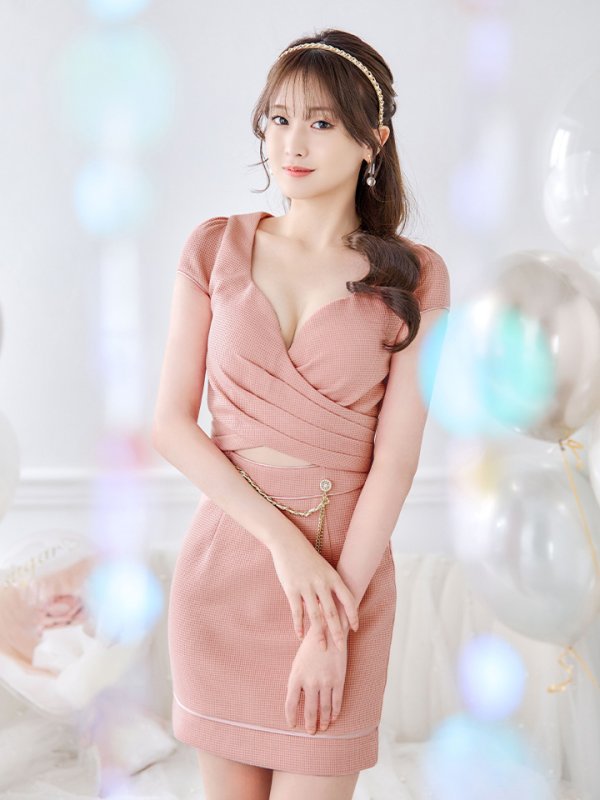 画像8: sugarオリジナルカラー・XSサイズあり【IRMA/イルマ】チェーン付き/ クロスデザイン/ 半袖/ 袖あり/ タイト/ ミニドレス/ キャバドレス[OF2A]