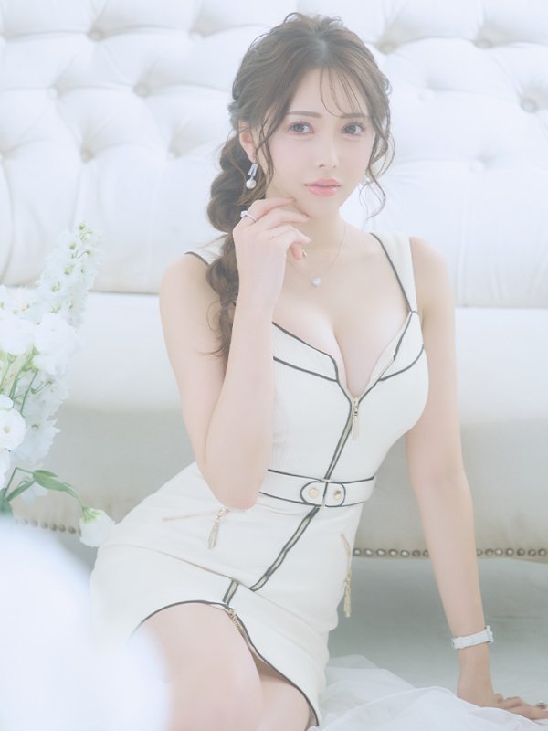 画像2: XSサイズあり【IRMA/イルマ】バイカラー/ パイピング/ フロントジップ/ ノースリーブ/ ポケット/ タイト/ ミニドレス/ キャバドレス[OF2A]