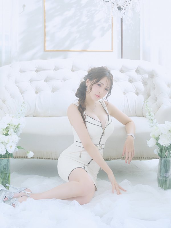 画像6: XSサイズあり【IRMA/イルマ】バイカラー/ パイピング/ フロントジップ/ ノースリーブ/ ポケット/ タイト/ ミニドレス/ キャバドレス[OF2A]