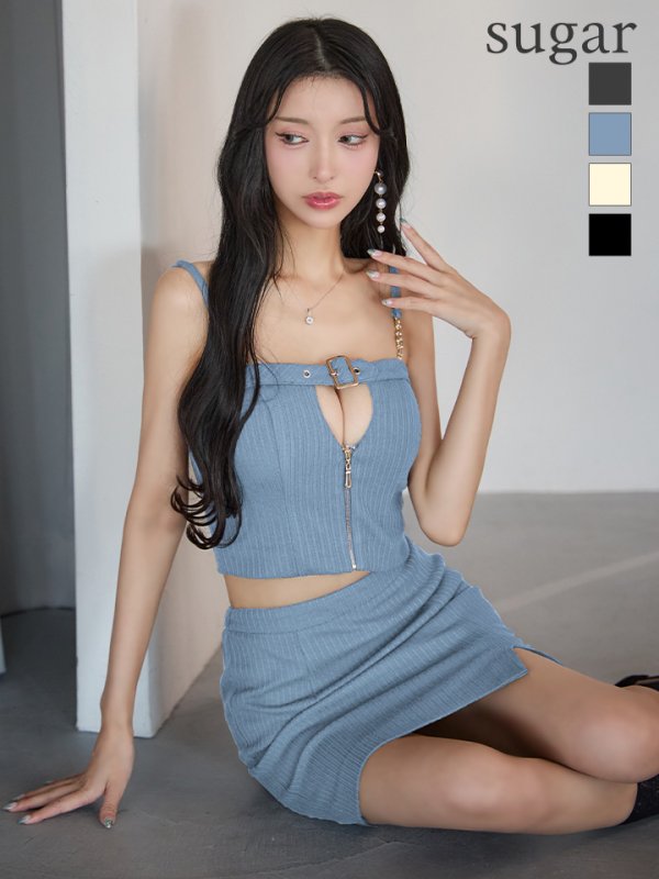ブルー　モデル：まおちゃる　身長：158cm　着用サイズ：Sサイズ