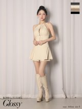 【予約商品/11月上旬発送予定】XSサイズあり【Glossy/グロッシー】ホルターネック/ カットアウト/ セットアップ/ フレア/ ミニドレス/ キャバドレス[OF08]