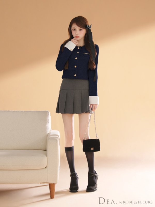 ネイビーxグレー モデル：ももか　身長：156cm　着用サイズ：Sサイズ