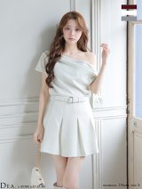 【予約商品/12月中旬発送予定】XSサイズあり【DEA./ディア】ドレープ/ オフショルダー/ セットアップ/ フレア/ ミニドレス/ キャバドレス[OF08]