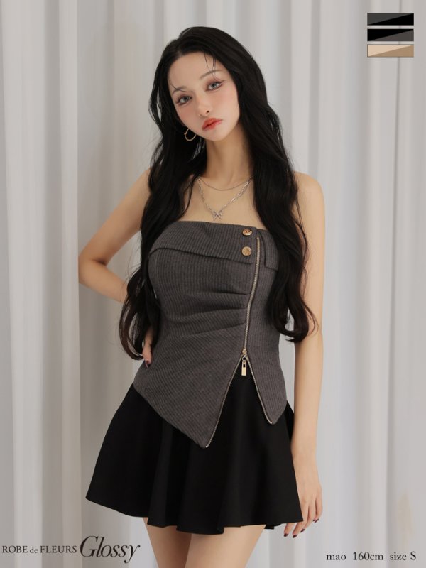 グレーxブラック モデル：まおちゃる　身長：158cm　着用サイズ：Sサイズ