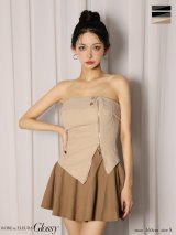 XSサイズあり【Glossy/グロッシー】ベアトップ/ アシンメトリー/ セットアップ/ フレア/ ミニドレス/ キャバドレス[OF08]