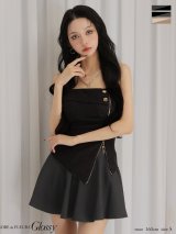 XSサイズあり【Glossy/グロッシー】ベアトップ/ アシンメトリー/ セットアップ/ フレア/ ミニドレス/ キャバドレス[OF08]