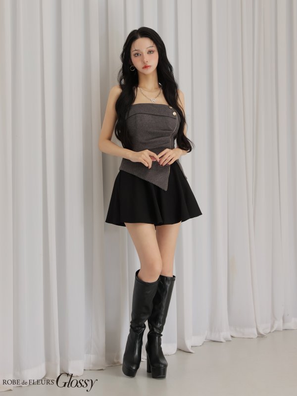 グレーxブラック モデル：まおちゃる　身長：158cm　着用サイズ：Sサイズ