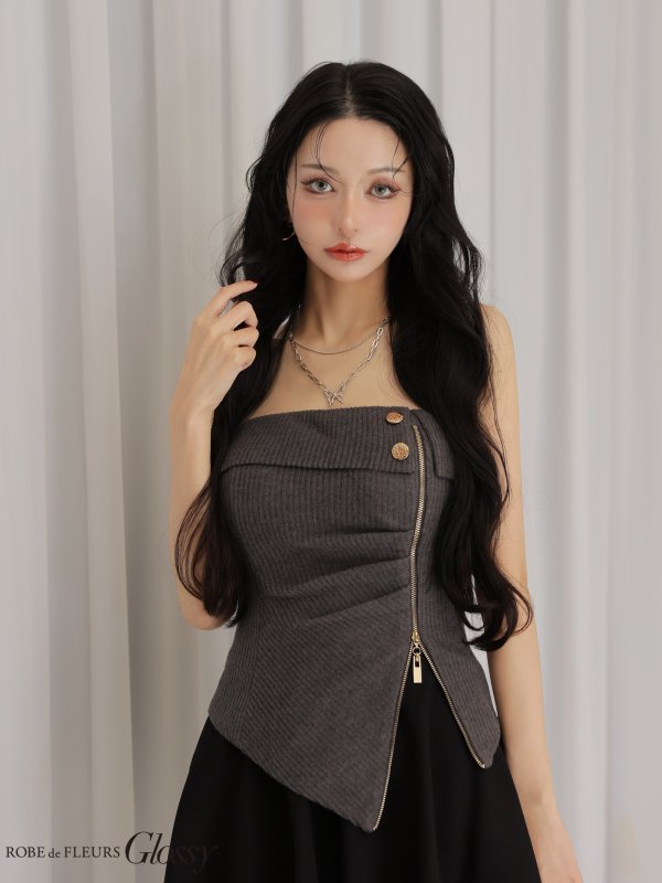 グレーxブラック モデル：まおちゃる　身長：158cm　着用サイズ：Sサイズ