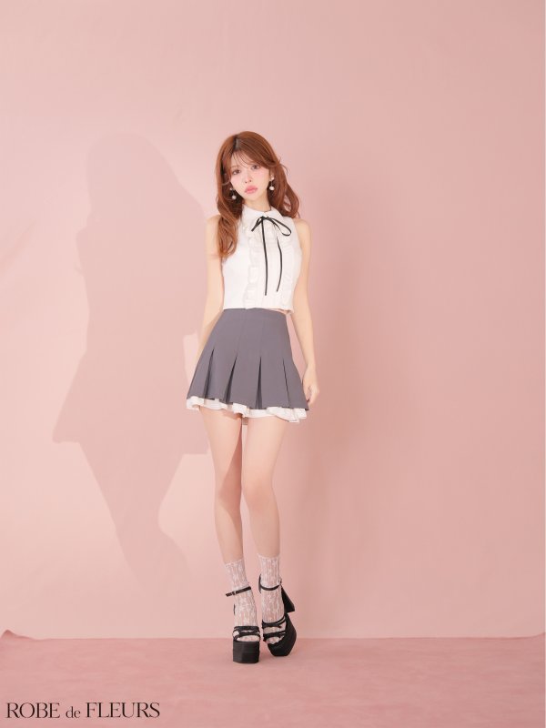 ホワイト×グレー　モデル：まりん　身長：164cm　着用サイズ：Sサイズ