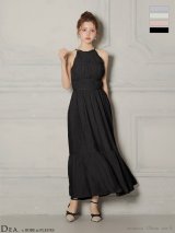 【予約商品/11月中旬発送予定】Lサイズあり【DEA./ディア】ホルターネック/ サテン/ ティアード/ フレア/ ミディアムドレス/ キャバドレス long[OF08]