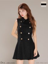 【予約商品/10月中旬発送予定】XSサイズあり【DEA./ディア】シャギー/ ウール/ ダブルボタン/ フレア/ ミニドレス/ キャバドレス[OF08]
