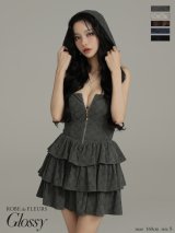 【予約商品/9月中旬発送予定】XSサイズあり【Glossy/グロッシー】2way/ フーディー/ バストジップ/ ティアード/ フレア/ ミニドレス/ キャバドレス[OF08]