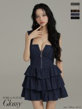 【予約商品/9月中旬発送予定】XSサイズあり【Glossy/グロッシー】2way/ フーディー/ バストジップ/ ティアード/ フレア/ ミニドレス/ キャバドレス[OF08]