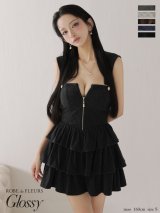 【予約商品/9月中旬発送予定】XSサイズあり【Glossy/グロッシー】2way/ フーディー/ バストジップ/ ティアード/ フレア/ ミニドレス/ キャバドレス[OF08]