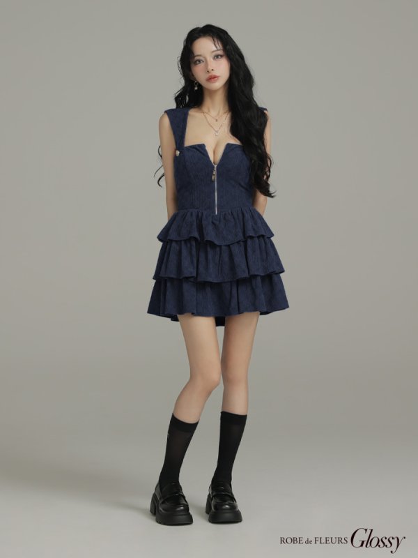 ブルー モデル：まおちゃる　身長：158cm　着用サイズ：Sサイズ