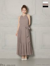 【予約商品/12月中旬発送予定】Lサイズあり【DEA./ディア】シフォン/ プリーツ/ Vネック/ ウエストリボン/ ロングドレス/ キャバドレス long[OF08]