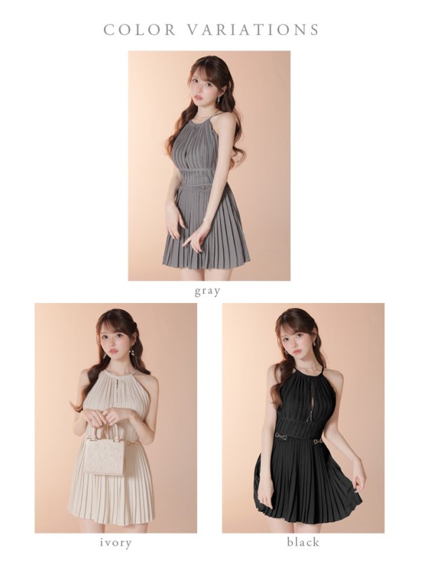 画像12: 【予約商品/12月下旬発送予定】XSサイズあり【DEA./ディア】バストジップ/ プリーツ/ バックオープン/ フレア/ ミニドレス/ キャバドレス[OF08]