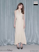 XSサイズあり【Glossy/グロッシー】サテン/ ギャザー/ マーメイド/  セットアップ / ノースリーブ/ ロングドレス/ キャバドレスlong[OF08]