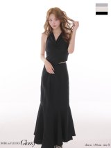 XSサイズあり【Glossy/グロッシー】サテン/ ギャザー/ マーメイド/  セットアップ / ノースリーブ/ ロングドレス/ キャバドレスlong[OF08]