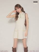 【予約商品/11月下旬発送予定】XSサイズあり【DEA./ディア】Classic tweed mini dress/ 襟付き/ ツイード/ ノースリーブ/ Aライン/ フレア/ ミニドレス/ キャバドレス[OF08]