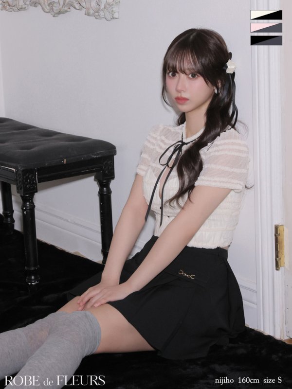 アイボリーxブラック　モデル：にじほ　身長：160cm　着用サイズ：Sサイズ