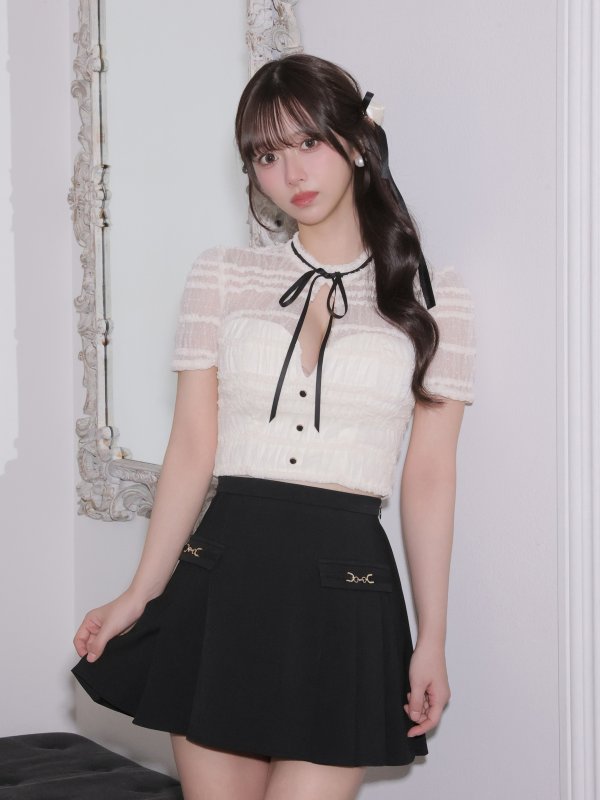 アイボリーxブラック　モデル：にじほ　身長：160cm　着用サイズ：Sサイズ