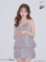 【予約商品/1月下旬発送予定】XSサイズあり【Glossy/グロッシー】チェーン/ サテン/ キャミソール/ セットアップ/ フレア/ ミニドレス/ キャバドレス[OF08]