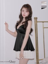【予約商品/1月下旬発送予定】XSサイズあり【Glossy/グロッシー】チェーン/ サテン/ キャミソール/ セットアップ/ フレア/ ミニドレス/ キャバドレス[OF08]